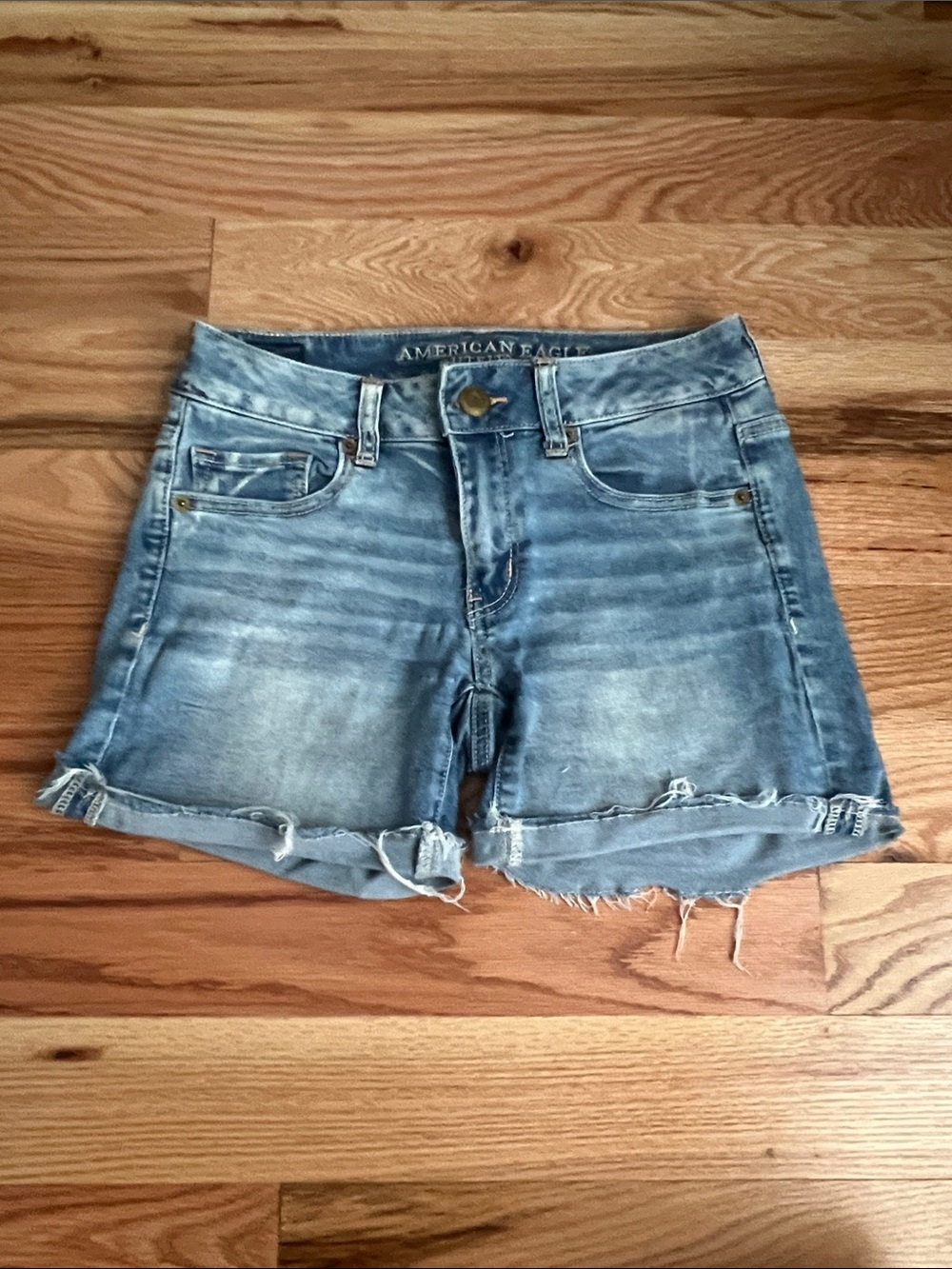 American Eagle Outfitters Washed Blue Denim Cutoff Shorts